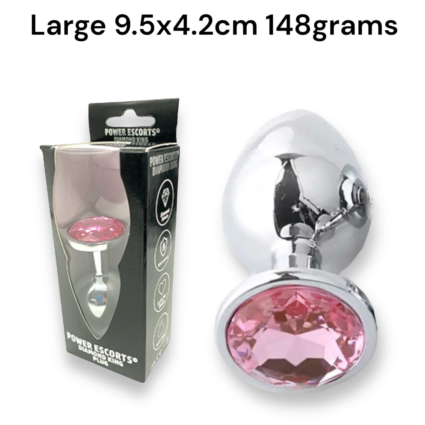 Power Escorts - BR137 - Metallic Anal Plug With Stone - 3 Sizes - 6 Colours