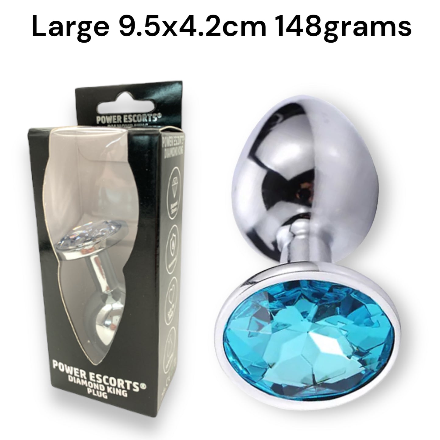 Power Escorts - BR137 - Metallic Anal Plug With Stone - 3 Sizes - 6 Colours