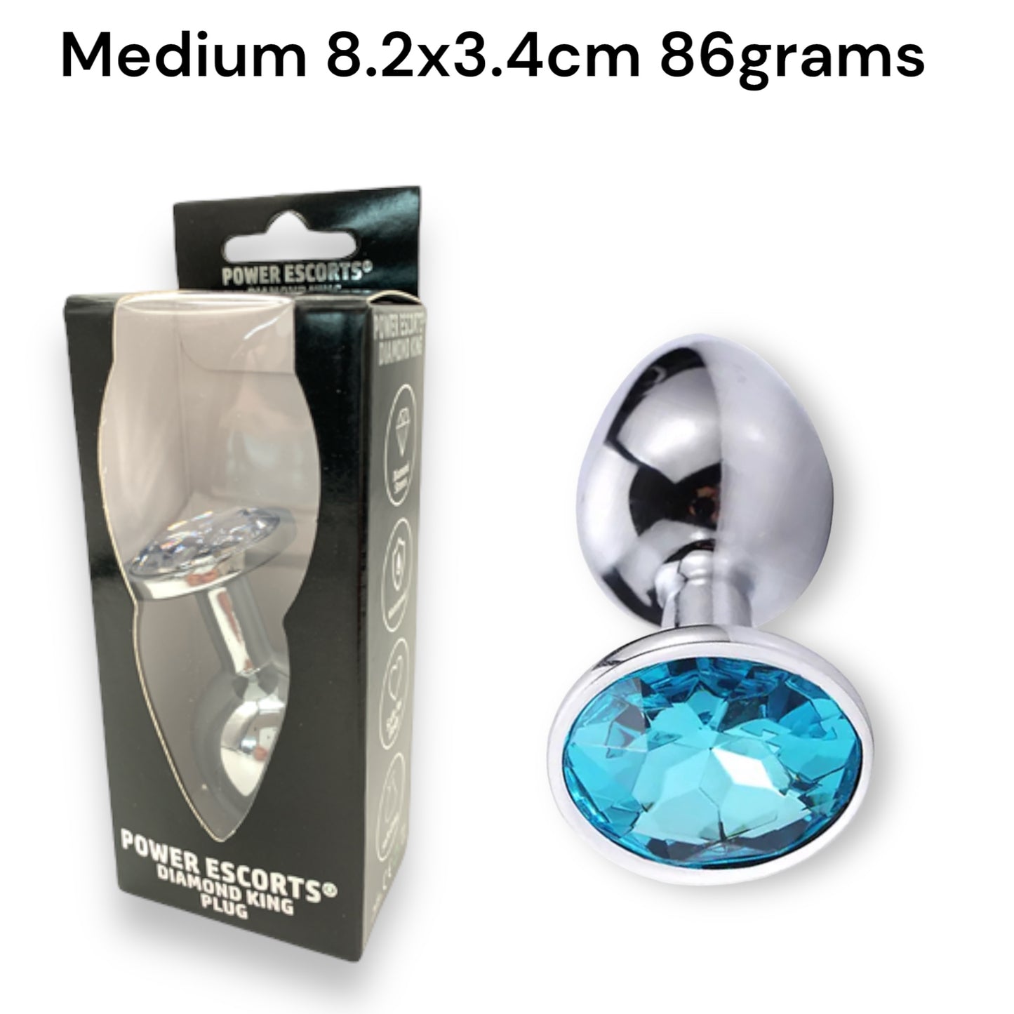 Power Escorts - BR137 - Metallic Anal Plug With Stone - 3 Sizes - 6 Colours