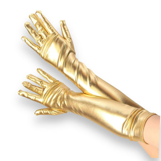 Kinky Pleasure - Hand Gloves Long Wettlook - Gold