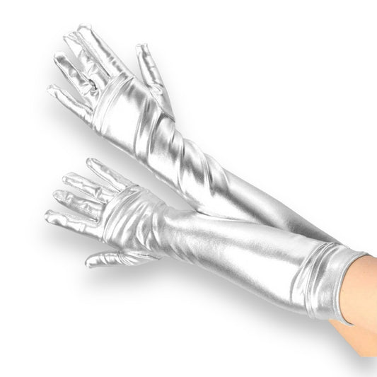 Kinky Pleasure - PL076 - Hand Gloves Long Wettlook - Zilver