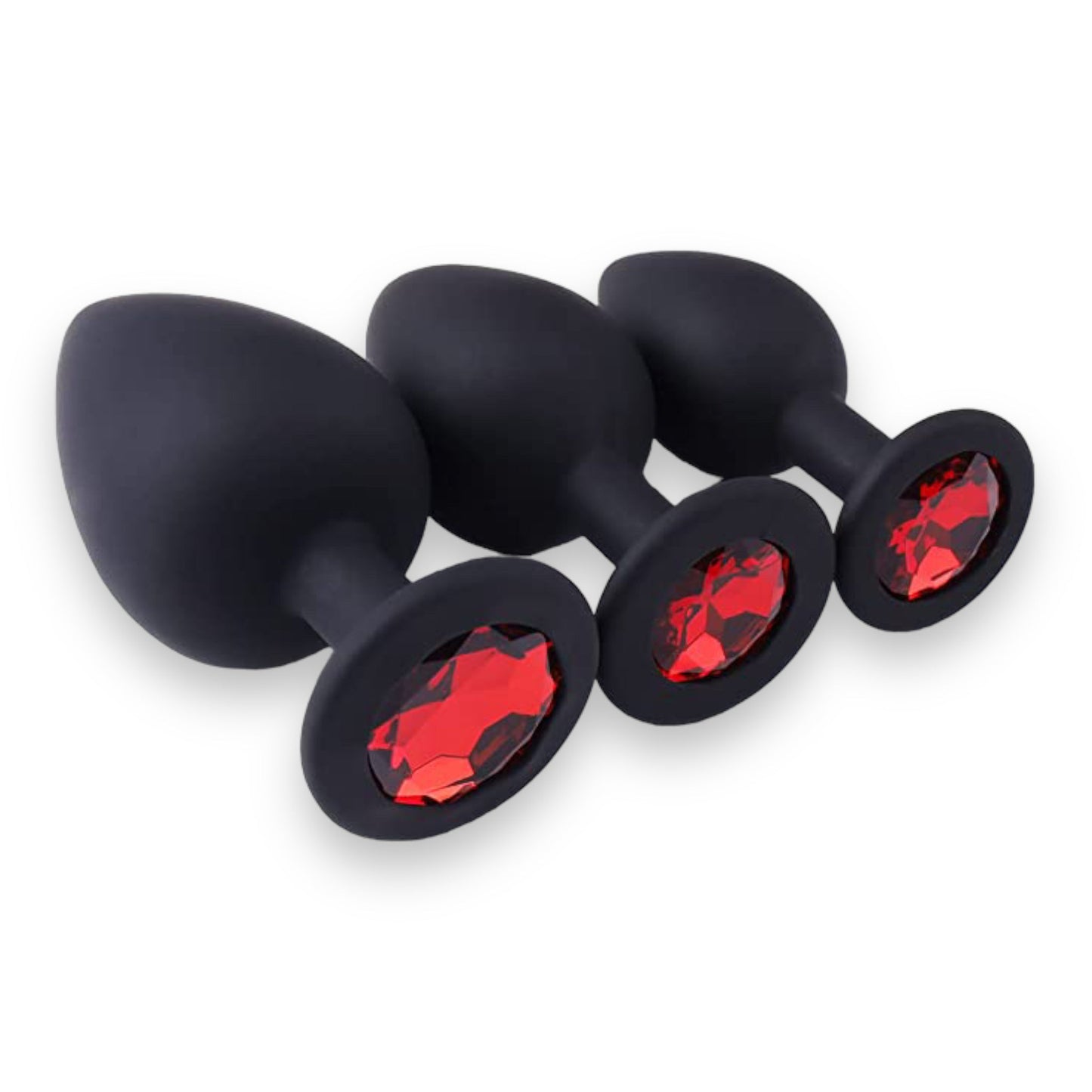 Power Escorts - BR136 - Sillicone Anal Plug - Diamond King Black - 3-Pack - 7 Colours