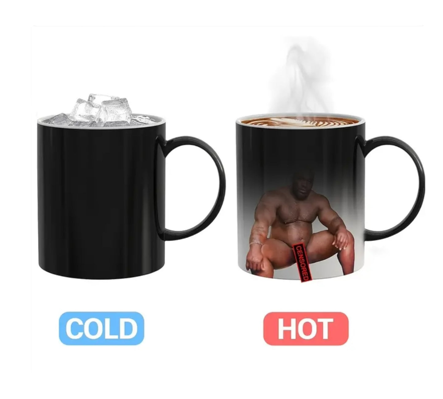 Kinky Pleasure - T026 - Ceramic Heat Change Mug, Bold Black Design - 9.5x8 cm