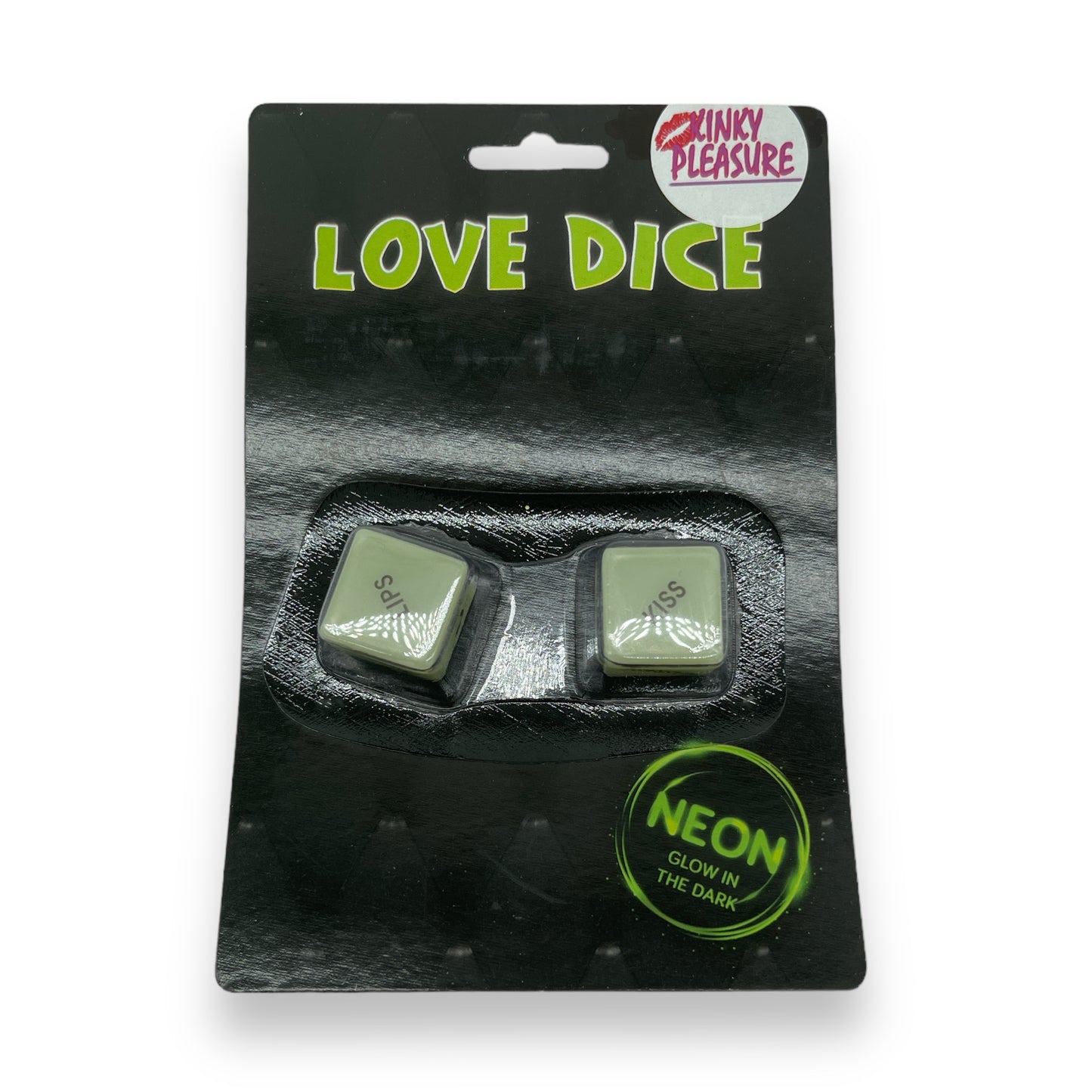 Kinky Pleasure - OB019 - Sex Dice With Text - 2pcs On Blister - GLOW IN THE DARK