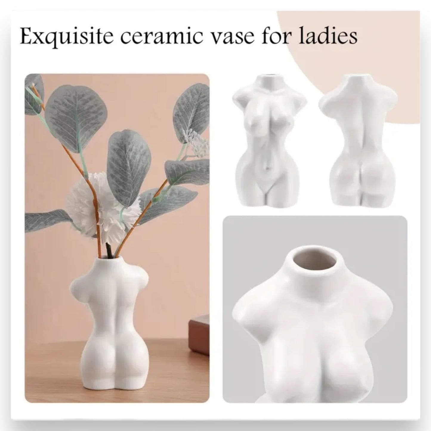 Kinky Pleasure - T029 - Woman Body Vase - White - 12x5.5cm