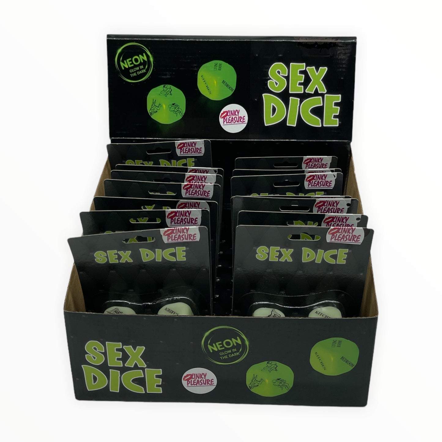 Kinky Pleasure - OB009 - KamaSutra Sex Dice - Sex Stands - NEON - 2pcs On Blister Card