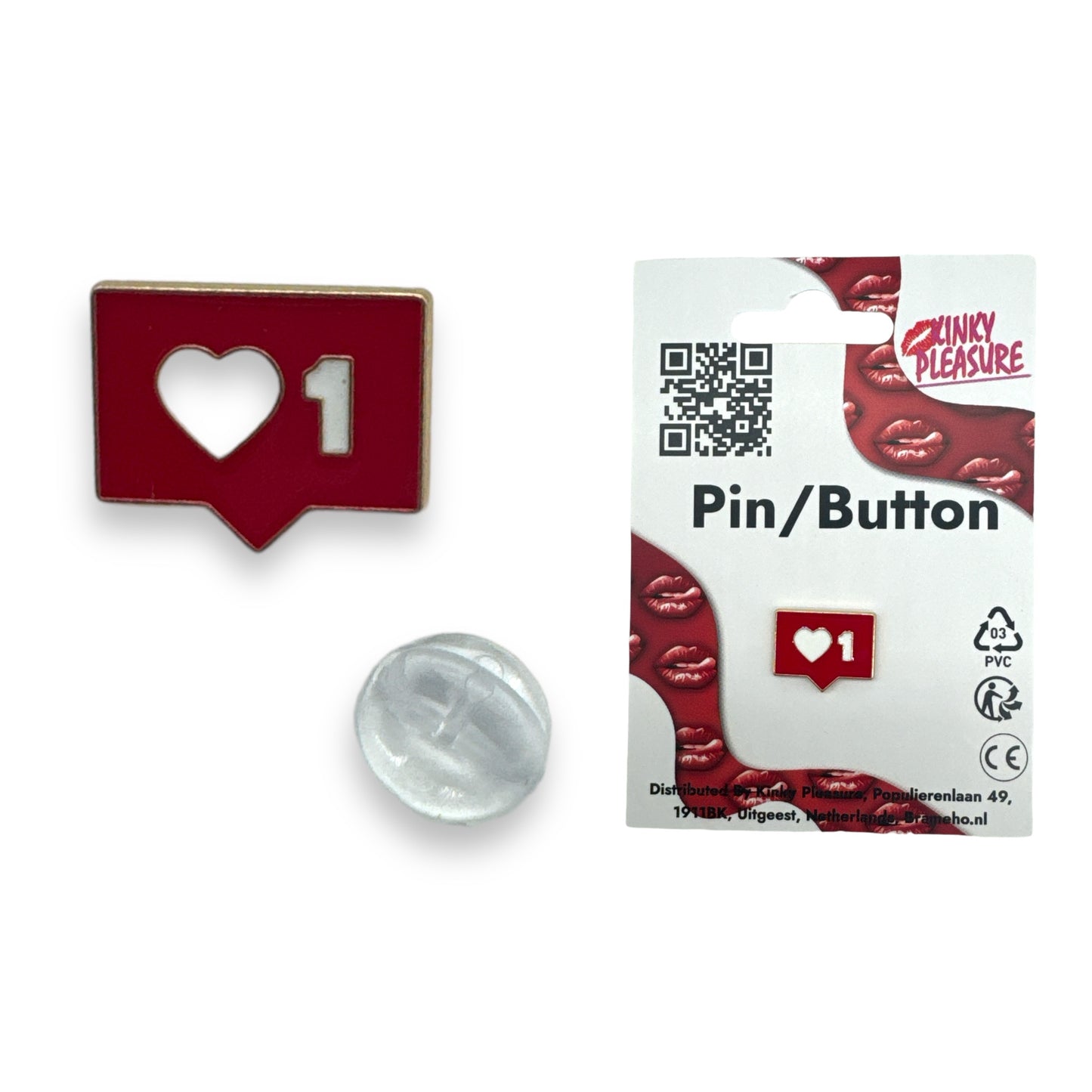 Kinky Pleasure - T054 - Red Like Button'' Badge Pin/Button