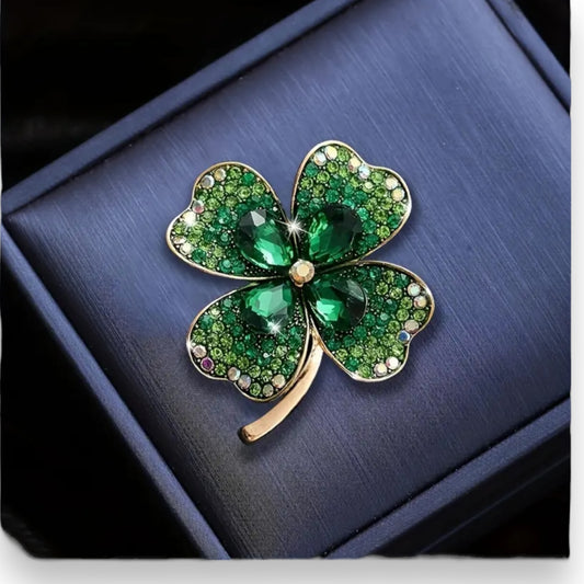 Kinky Pleasure - T130 - Brosche Shamrock Lucky Flower - Luxury - Green