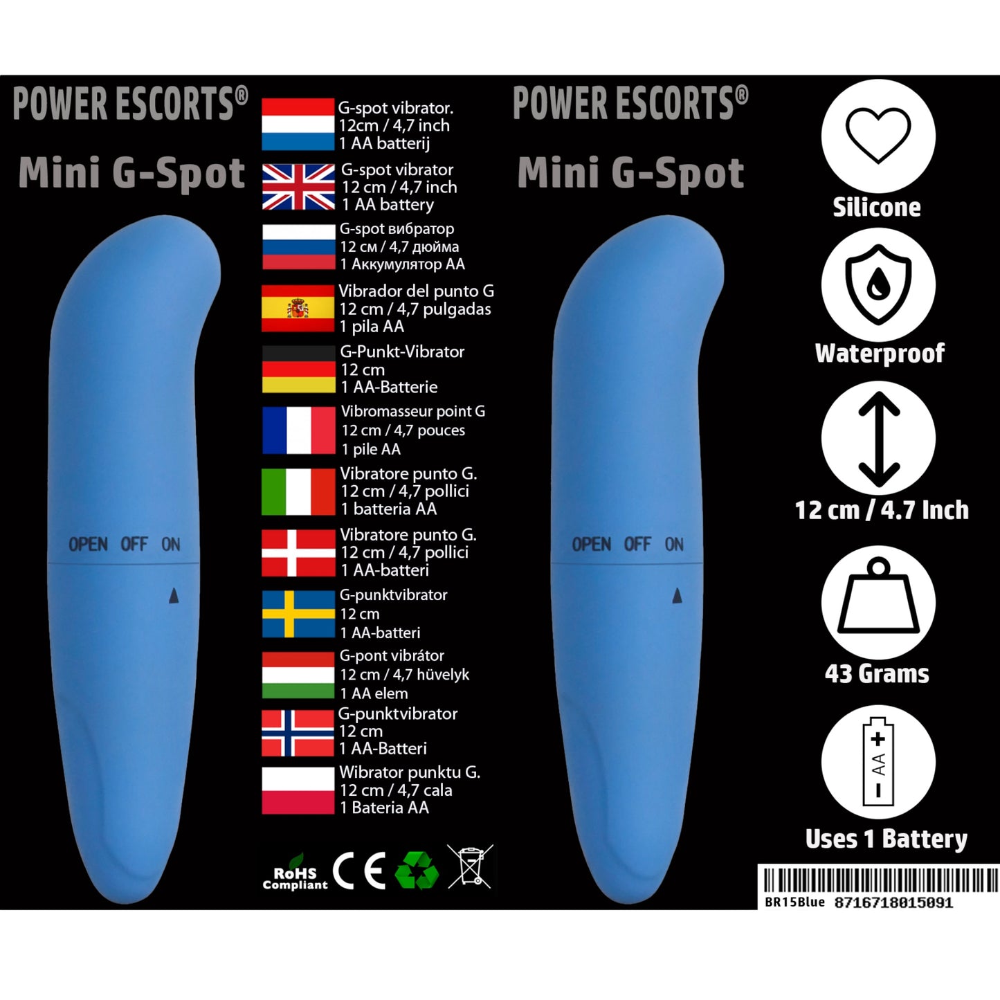 Power Escorts - BR15 - Mini G Spot Vibrator - 5 Colours