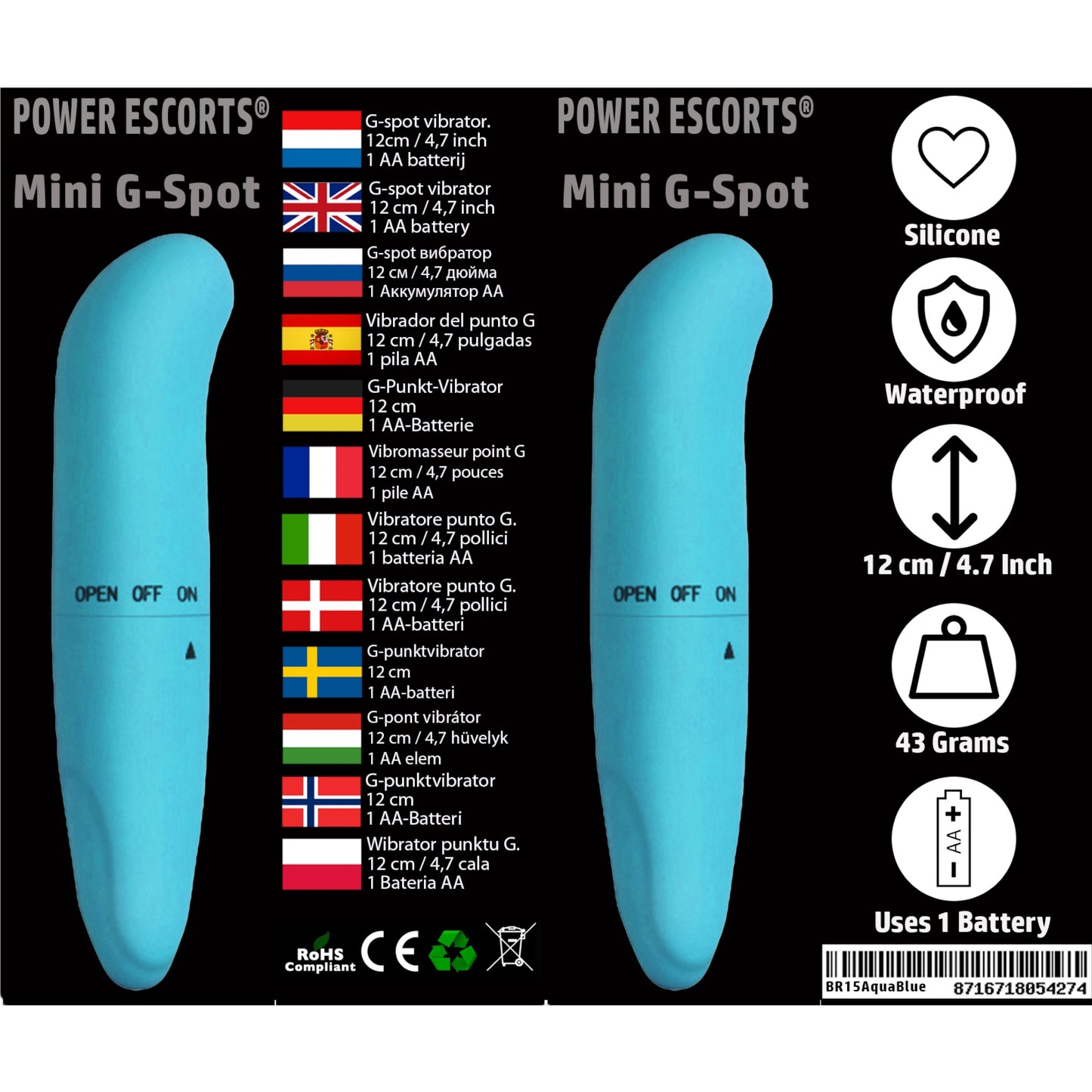 Power Escorts - BR15 - Mini G Spot Vibrator - 5 Colours