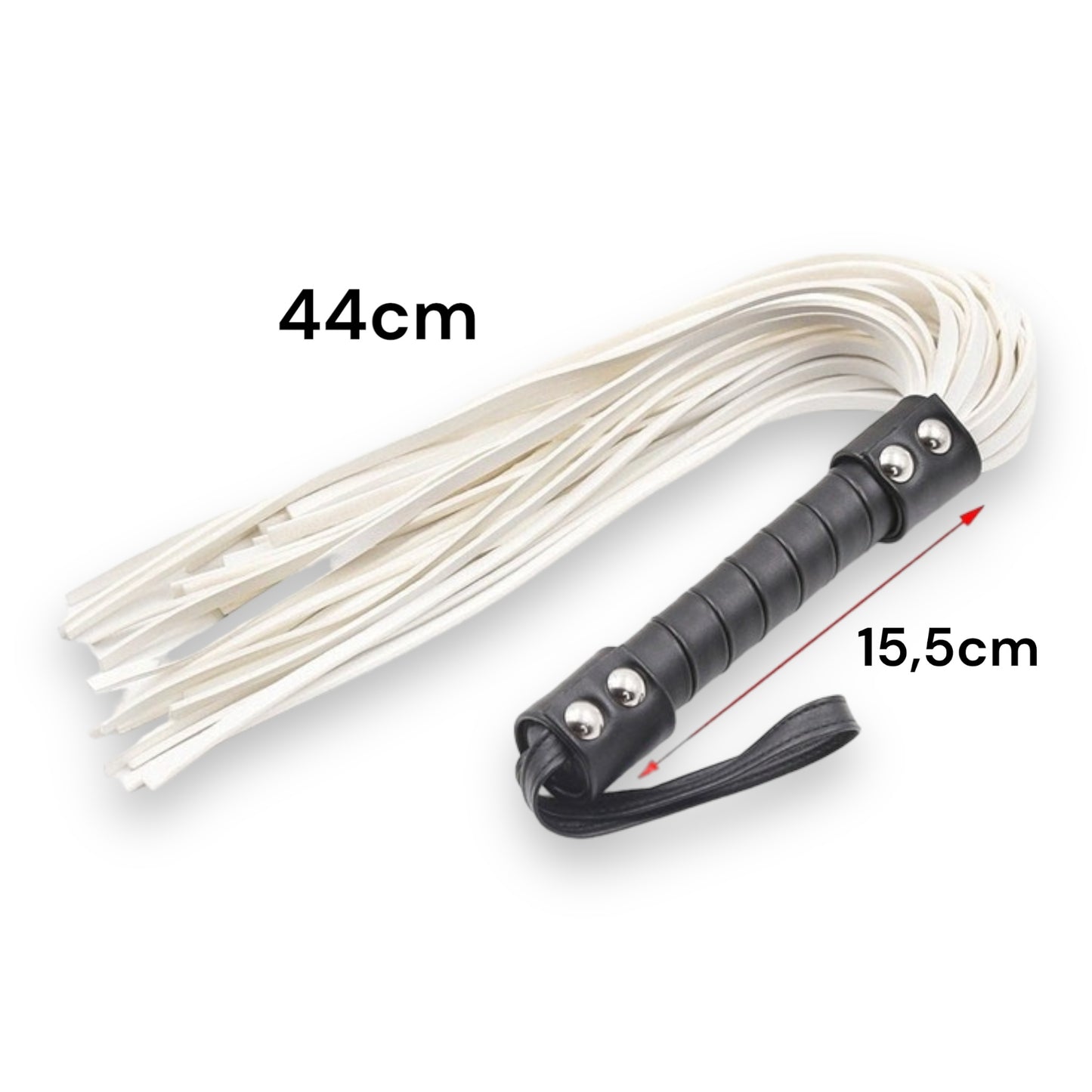 Kinky Pleasure - Whipp10 - Whipp With Black Handle And White Hairs - 44cm