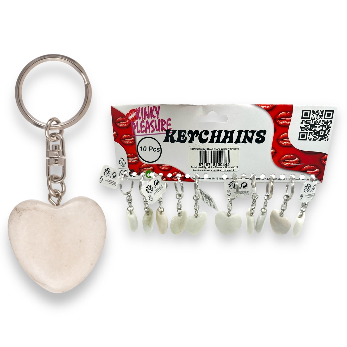 Kinky Pleasure - OB126 -Keychain Stone Heart - 3 Colours