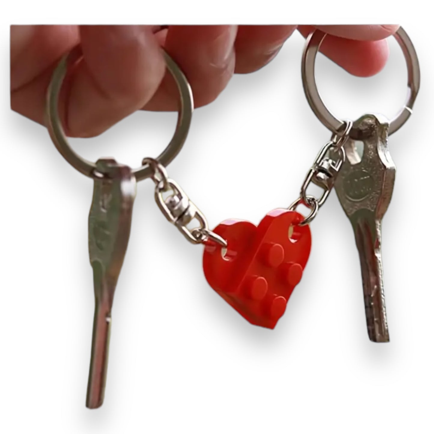 Kinky Pleasure - T046 - Keychain Hearts Blocks Connected Red