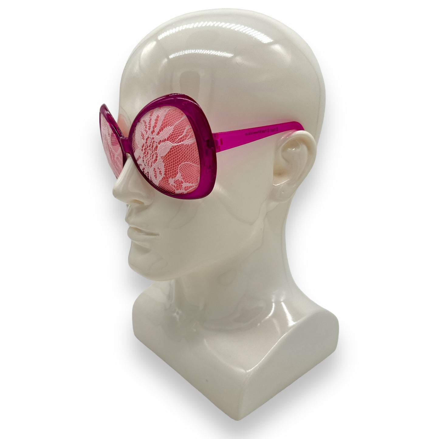 Kinky Pleasure - FT007 - Oversized Glasses with Lace Detailing - Vivacious Pink