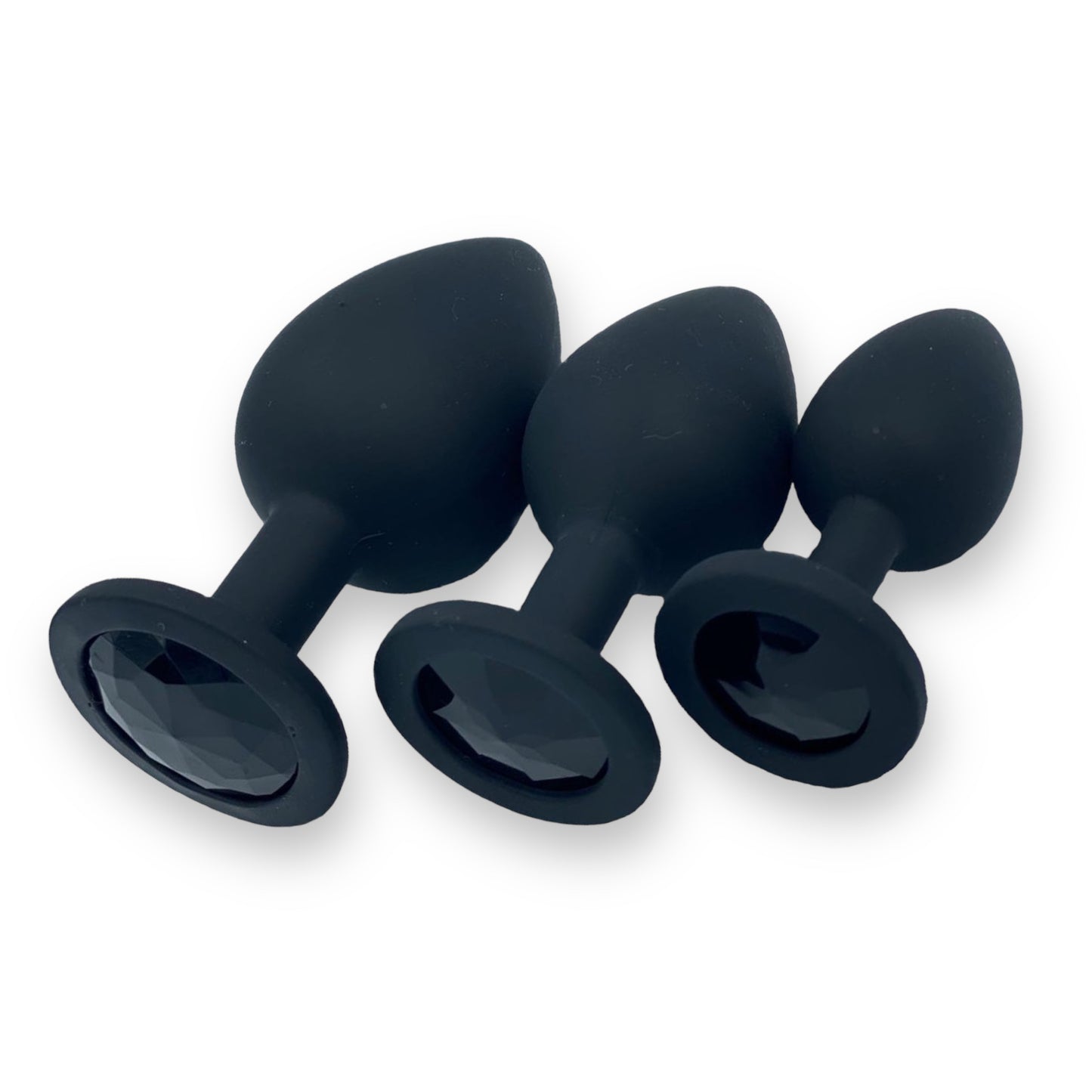 Power Escorts - BR135 - Diamond King - Silicone Butt Plug - Black - 6 Colours - 3 Sizes