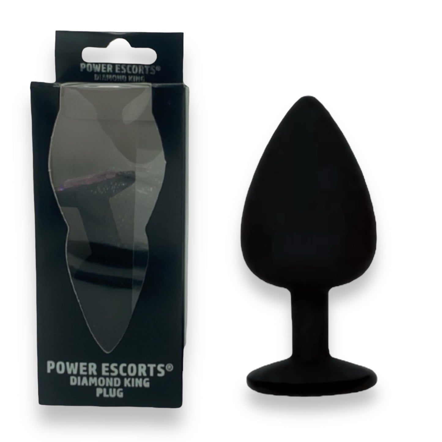 Power Escorts - BR135 - Diamond King - Silicone Butt Plug - Black - 6 Colours - 3 Sizes