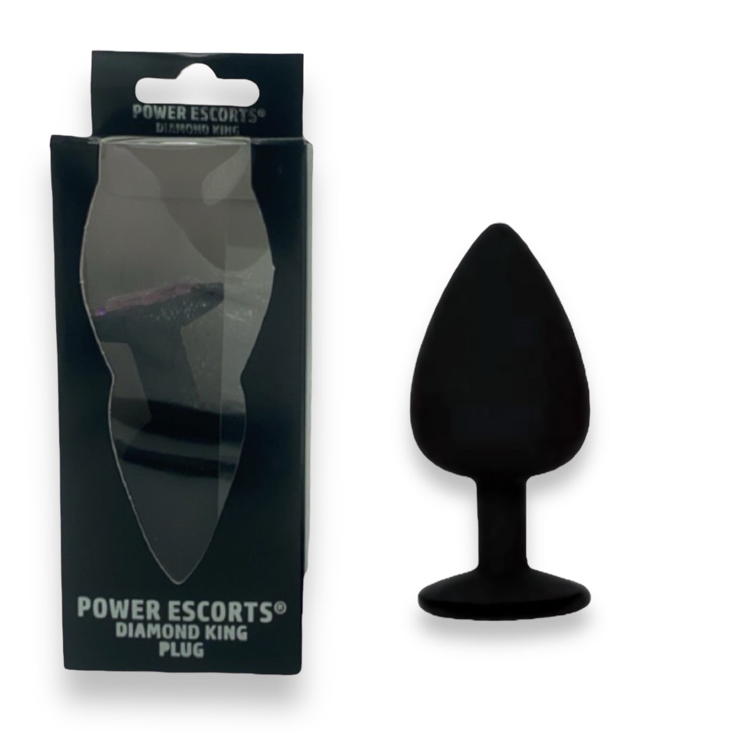 Power Escorts - BR135 - Diamond King - Silicone Butt Plug - Black - 6 Colours - 3 Sizes