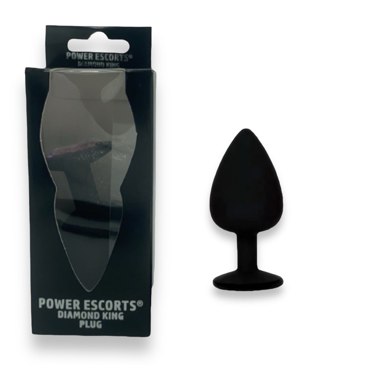 Power Escorts - BR135 - Diamond King - Silicone Butt Plug - Black - 6 Colours - 3 Sizes