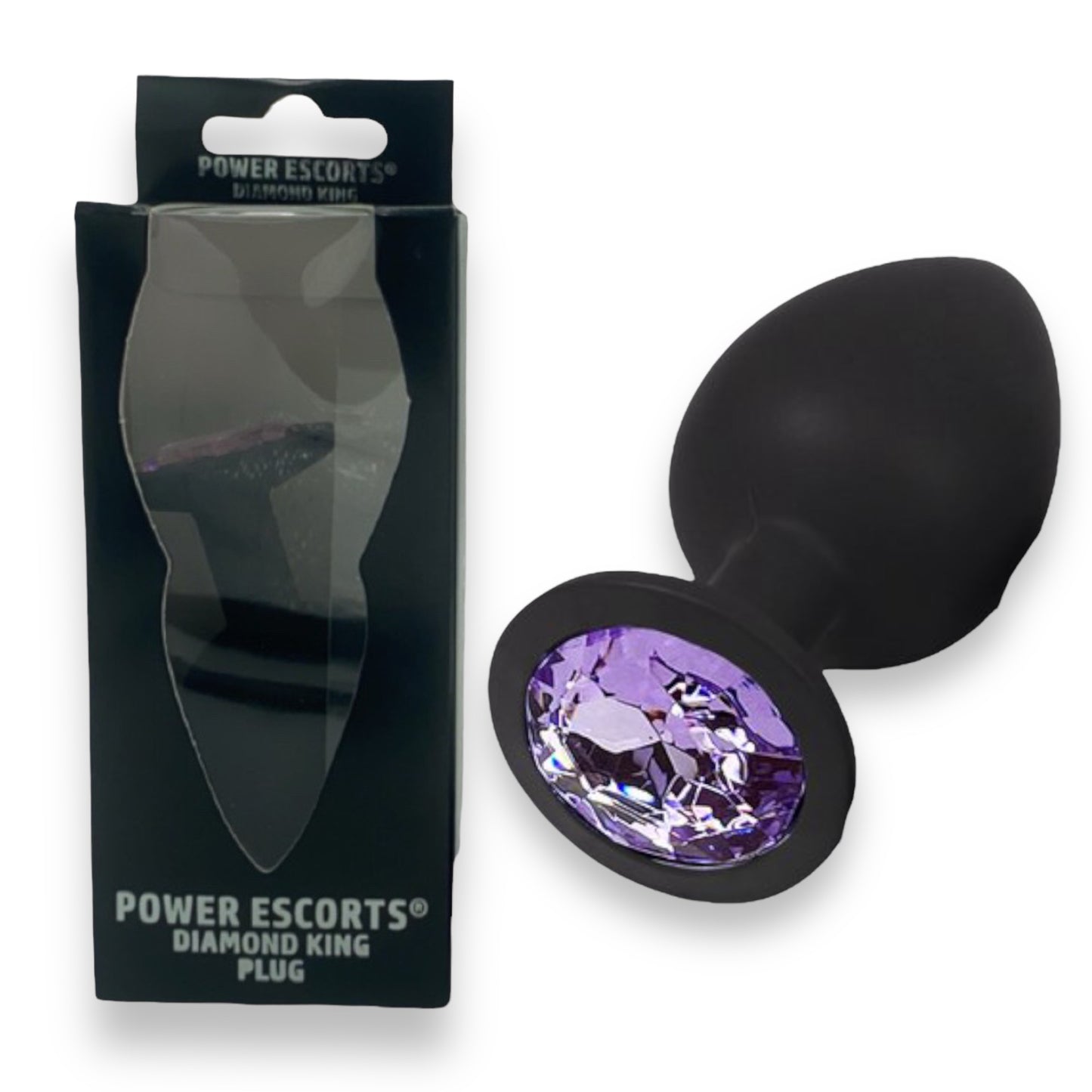 Power Escorts - BR135 - Diamond King - Silicone Butt Plug - Black - 6 Colours - 3 Sizes