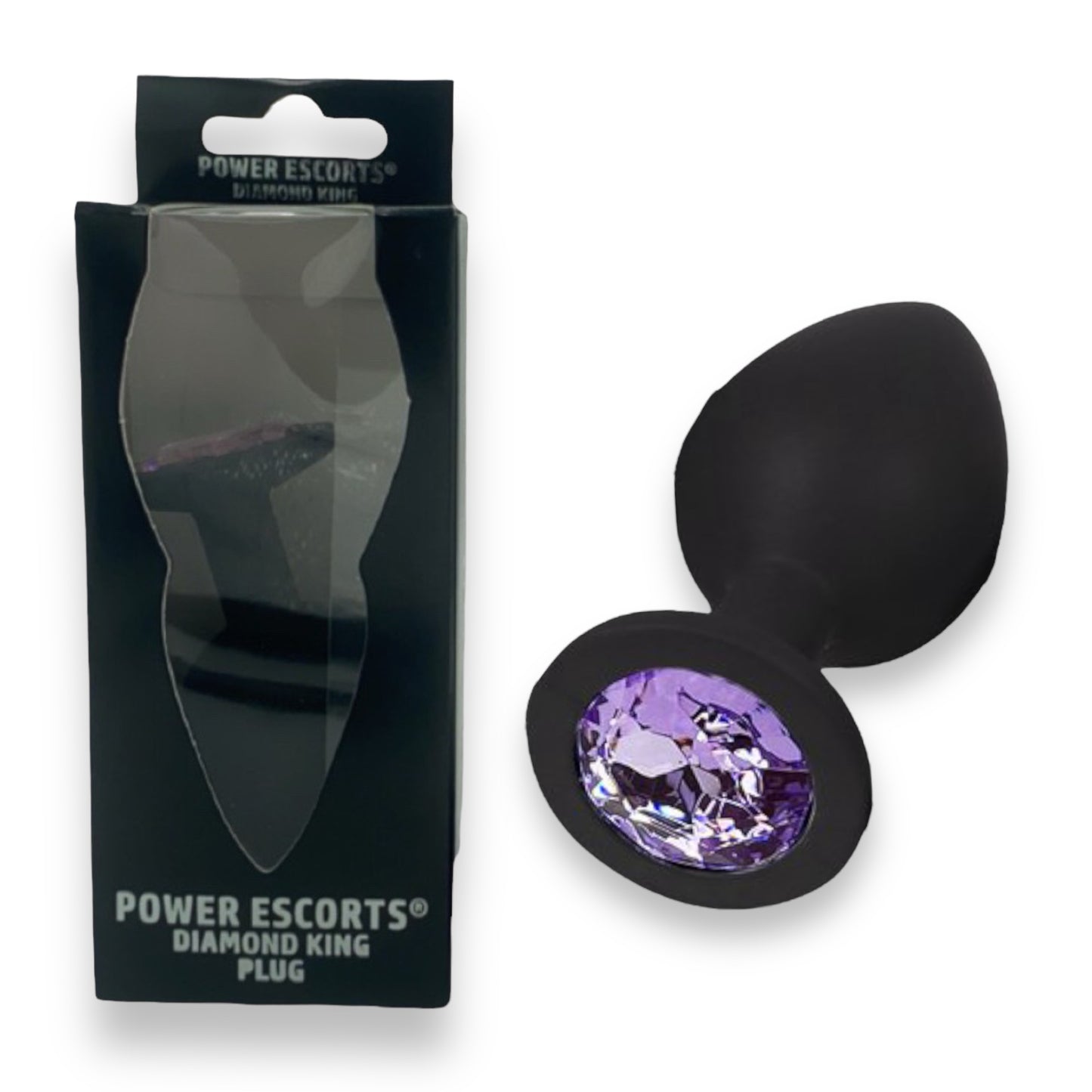 Power Escorts - BR135 - Diamond King - Silicone Butt Plug - Black - 6 Colours - 3 Sizes