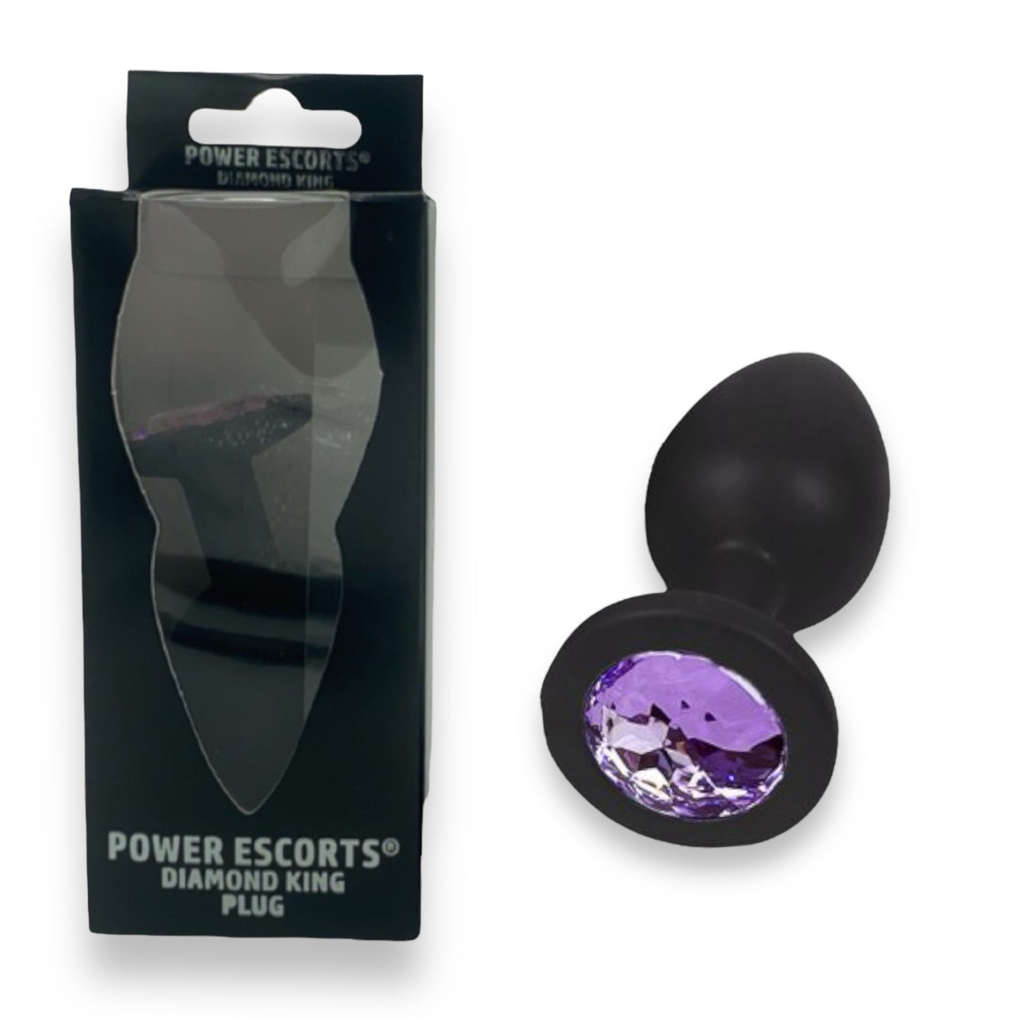 Power Escorts - BR135 - Diamond King - Silicone Butt Plug - Black - 6 Colours - 3 Sizes