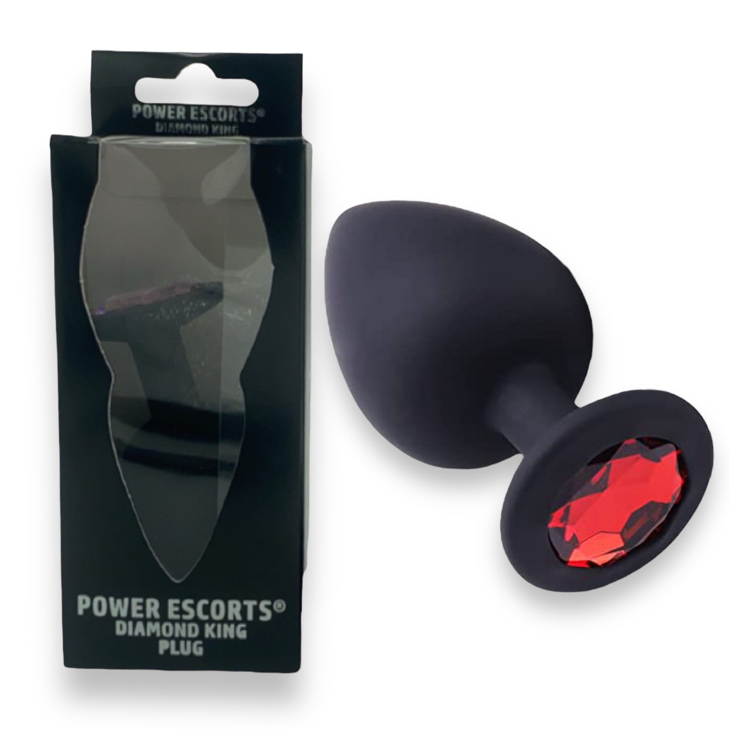 Power Escorts - BR135 - Diamond King - Silicone Butt Plug - Black - 6 Colours - 3 Sizes