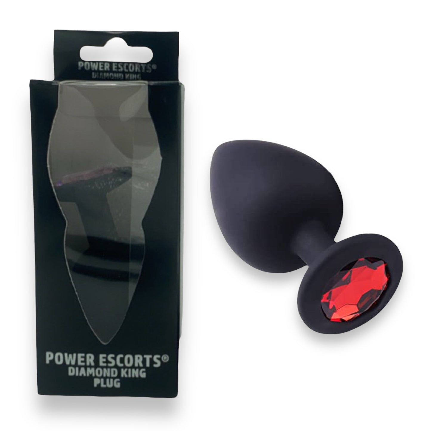 Power Escorts - BR135 - Diamond King - Silicone Butt Plug - Black - 6 Colours - 3 Sizes