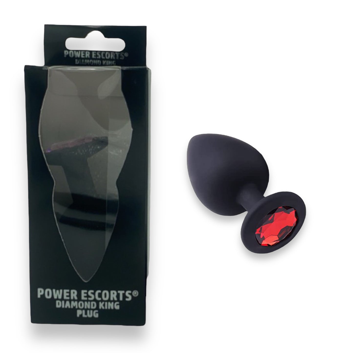 Power Escorts - BR135 - Diamond King - Silicone Butt Plug - Black - 6 Colours - 3 Sizes