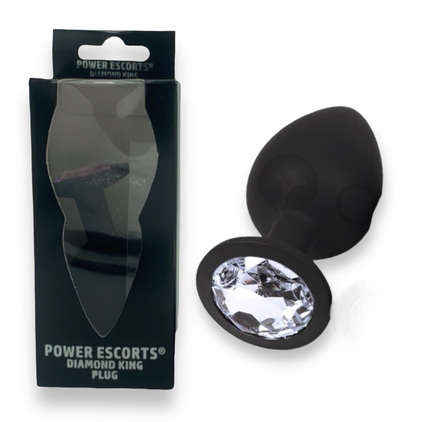 Power Escorts - BR135 - Diamond King - Silicone Butt Plug - Black - 6 Colours - 3 Sizes