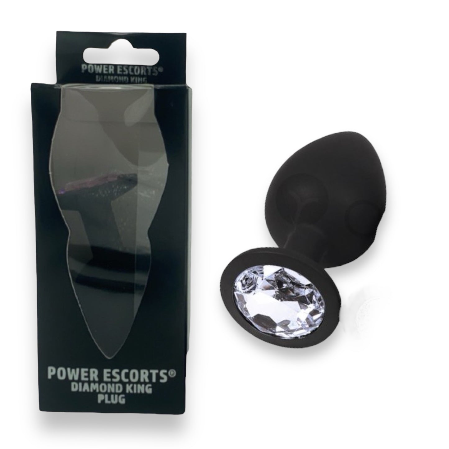 Power Escorts - BR135 - Diamond King - Silicone Butt Plug - Black - 6 Colours - 3 Sizes