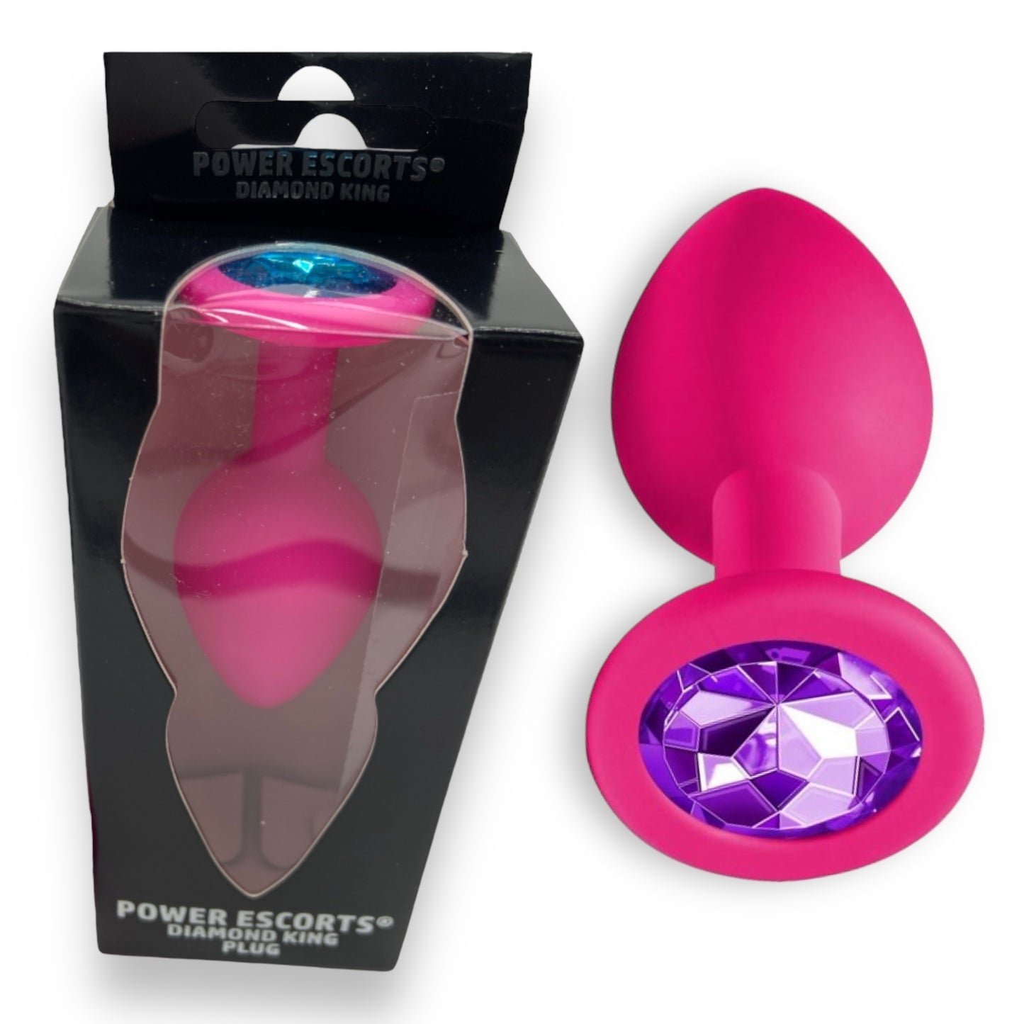 Power Escorts - BR133 - Diamond King - Silicone Butt Plug - Pink - 6 Colours - 3 Sizes