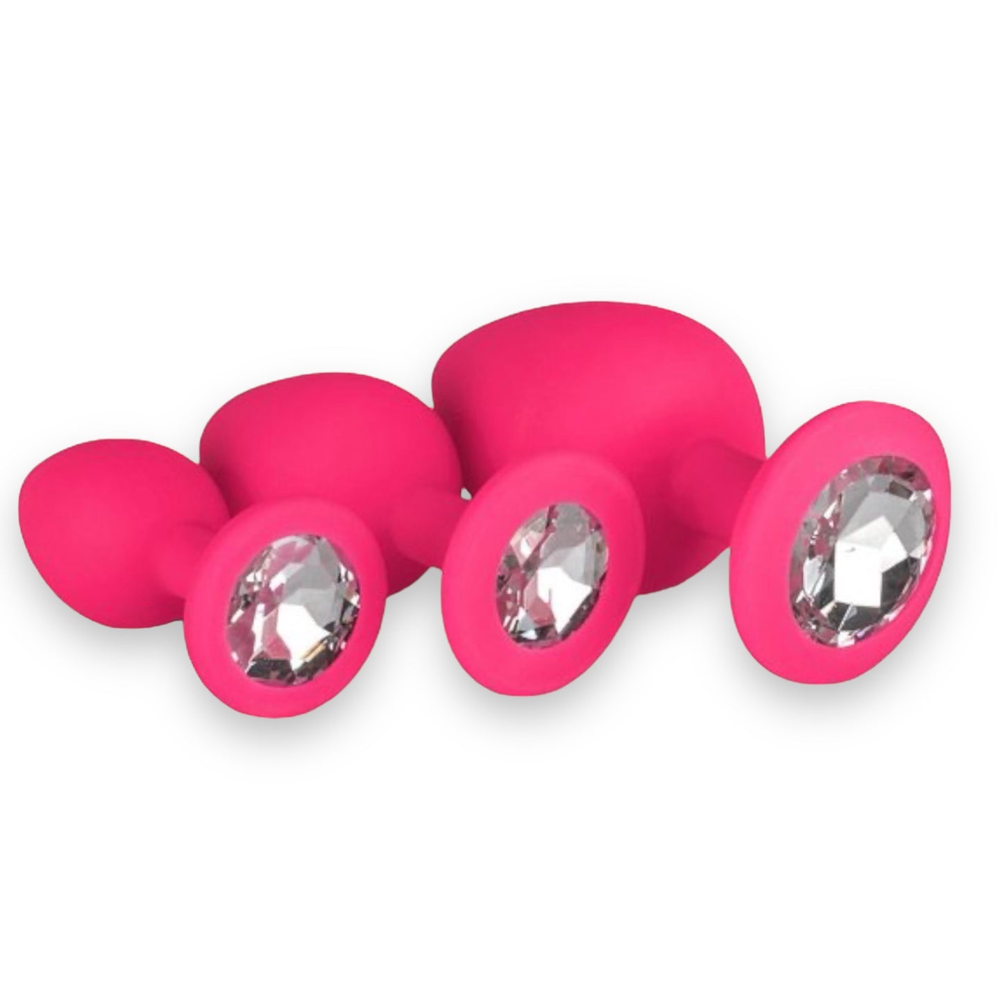 Power Escorts - BR134 - Silicone Butt Plug - Pink - 3 Pack - 6 Colours