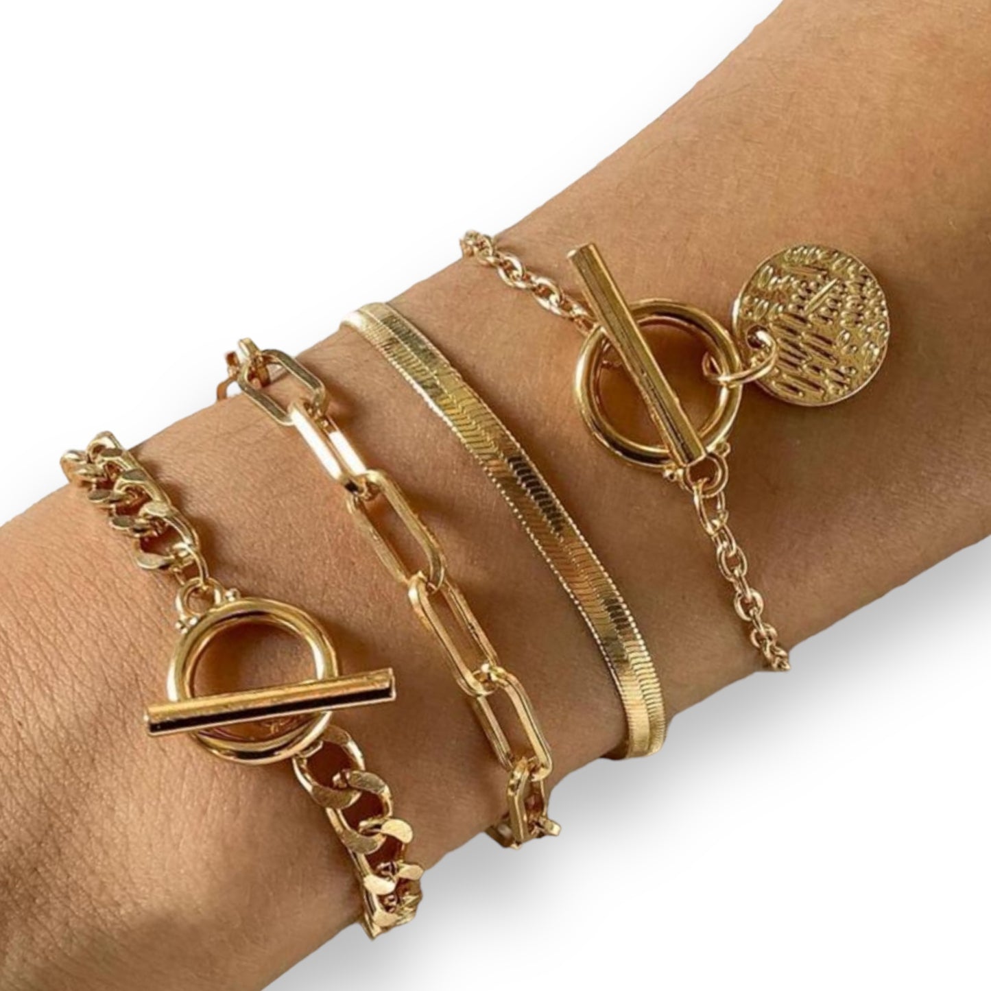 Kinky Pleasure - S018 - Bracelet Set for Women in Gold - 4 Pieces