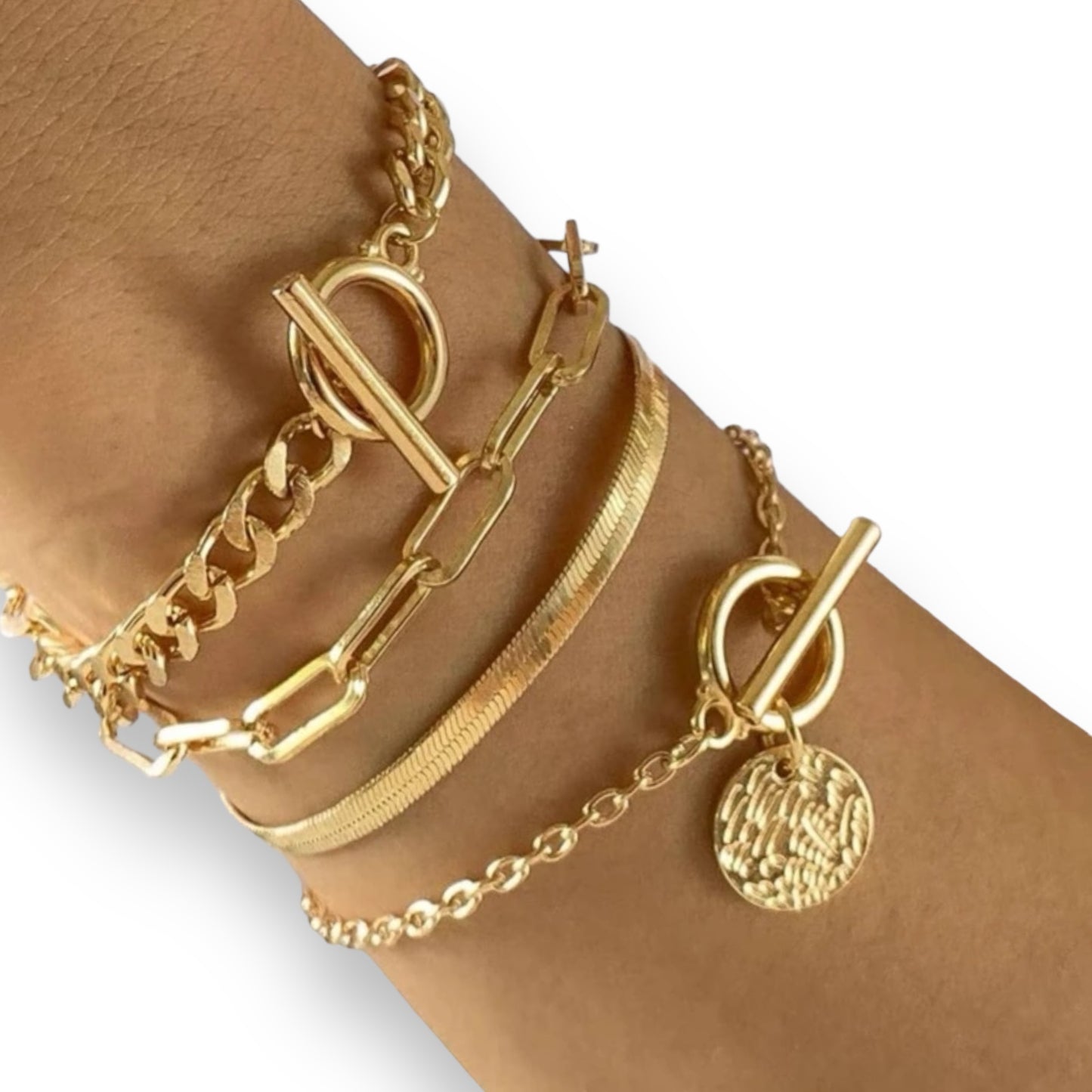 Kinky Pleasure - S018 - Bracelet Set for Women in Gold - 4 Pieces