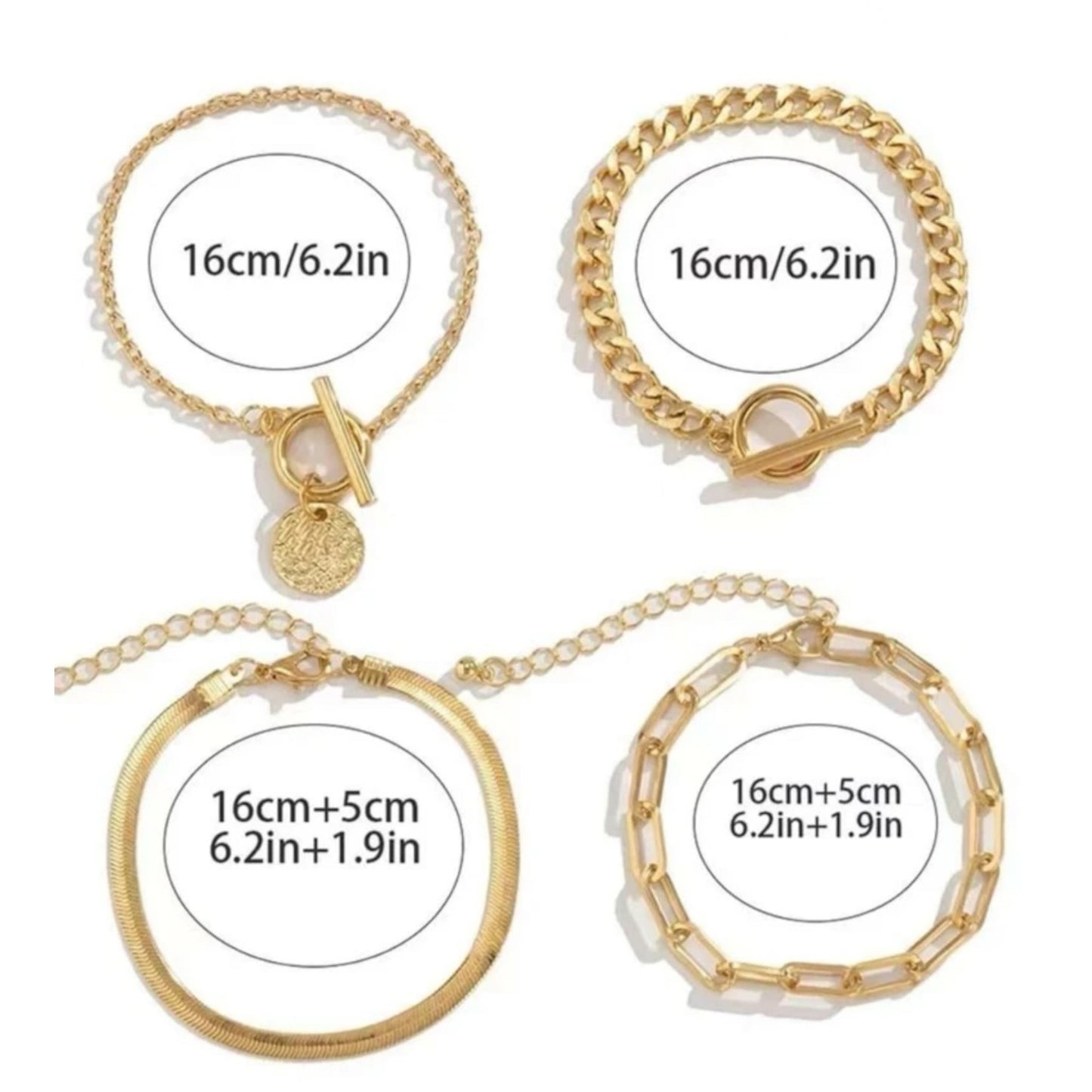 Kinky Pleasure - S018 - Bracelet Set for Women in Gold - 4 Pieces