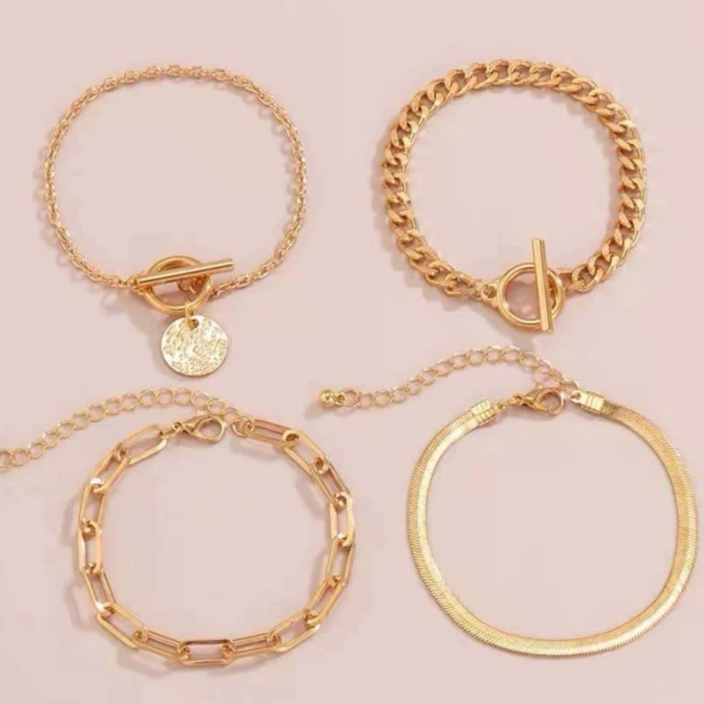 Kinky Pleasure - S018 - Bracelet Set for Women in Gold - 4 Pieces