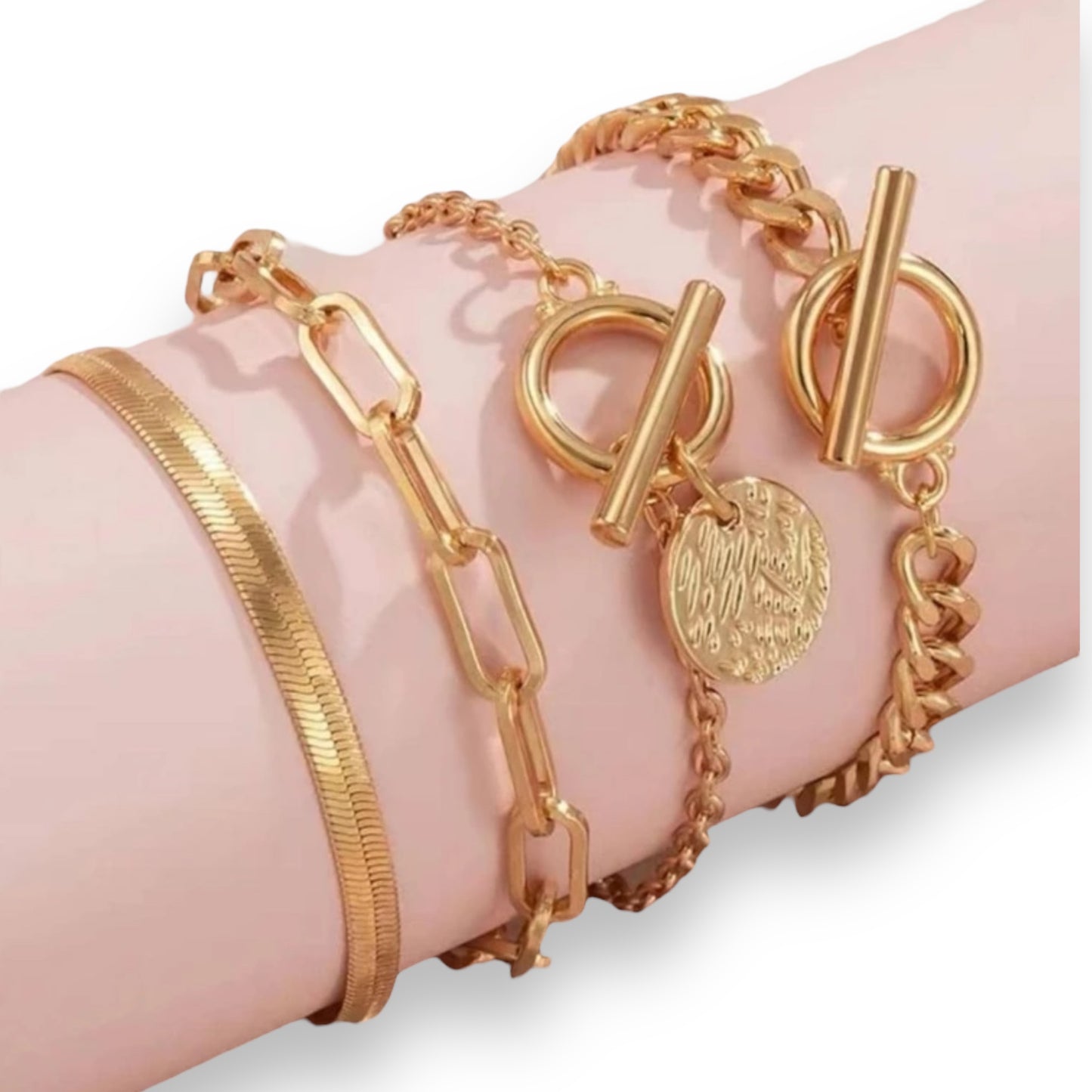 Kinky Pleasure - S018 - Bracelet Set for Women in Gold - 4 Pieces