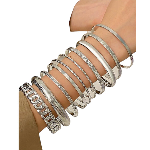 Kinky Pleasure - S021 - Exclusive 10-Piece Silver Bracelet Set for Women