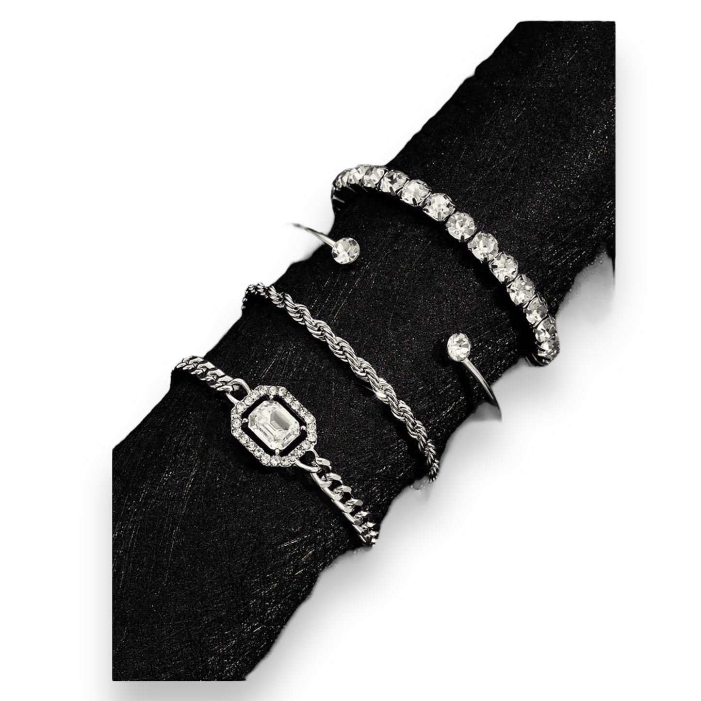 Kinky Pleasure - S022 - Exclusive Diamond 4-Piece Silver & Gold Bracelet Set for Women - 2 Colours