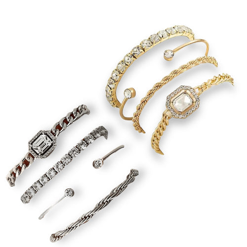 Kinky Pleasure - S022 - Exclusive Diamond 4-Piece Silver & Gold Bracelet Set for Women - 2 Colours