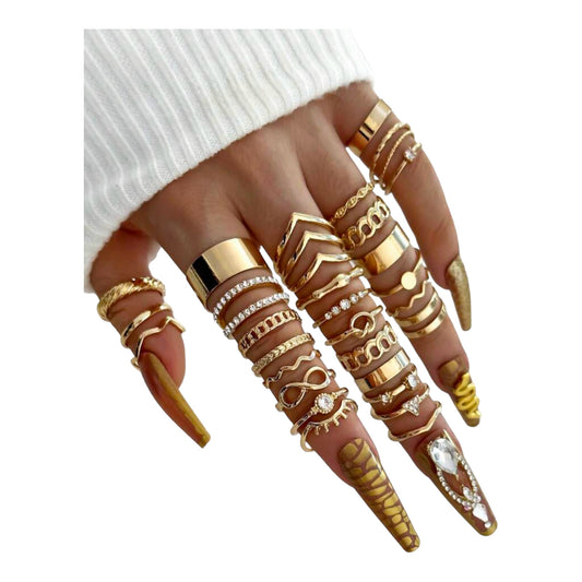 Kinky Pleasure - S019 - Ring Collection Set Gold Or Silver - 30 Pieces