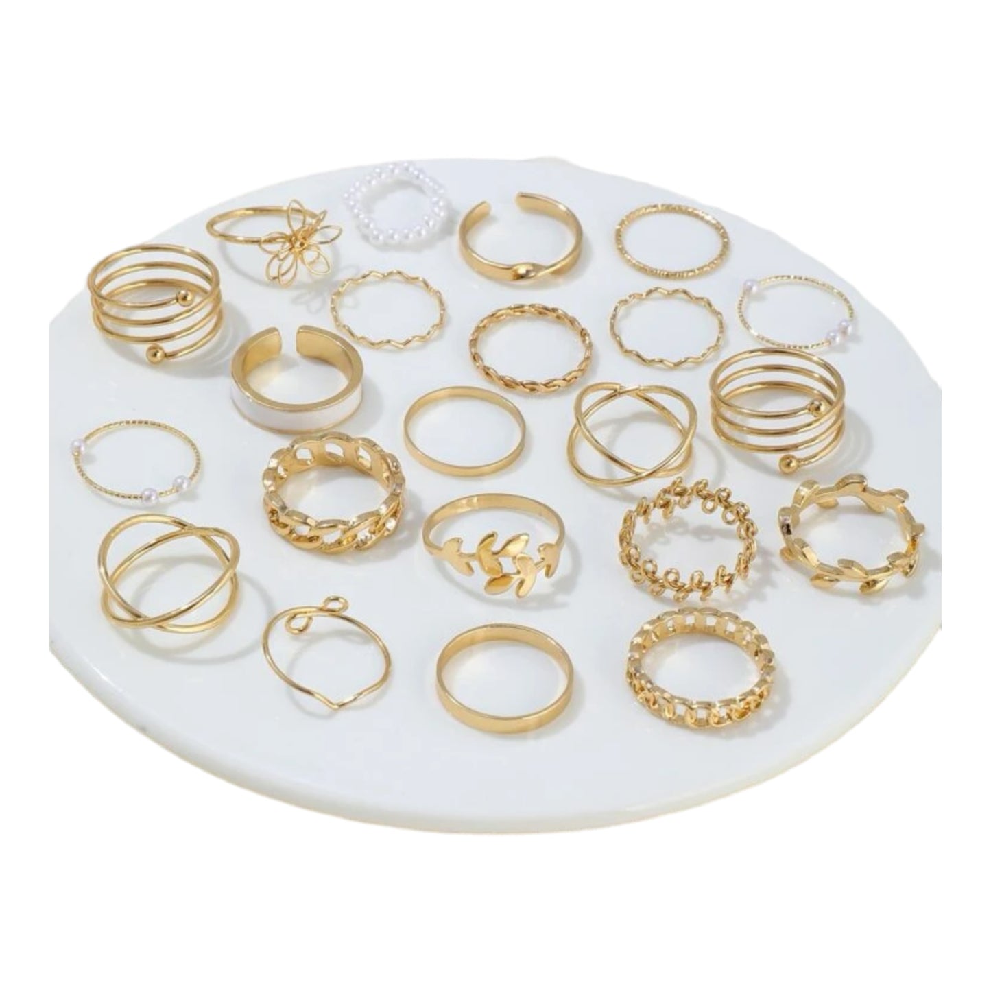 Kinky Pleasure - S025 - Ring Collection Set Gold Or Silver - 22 Pieces