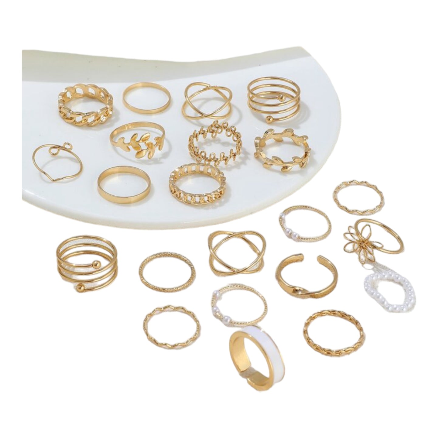 Kinky Pleasure - S025 - Ring Collection Set Gold Or Silver - 22 Pieces