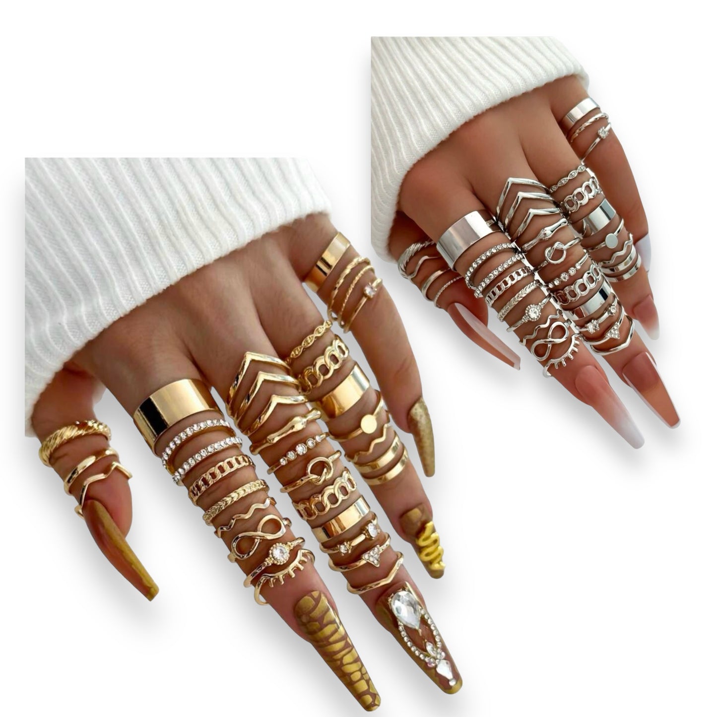 Kinky Pleasure - S019 - Ring Collection Set Gold Or Silver - 30 Pieces