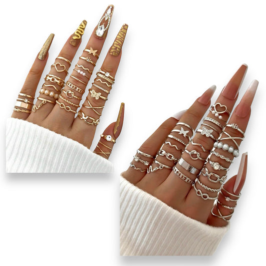 Kinky Pleasure - S026 - Ring Collection Set Gold Or Silver - 30 Pieces