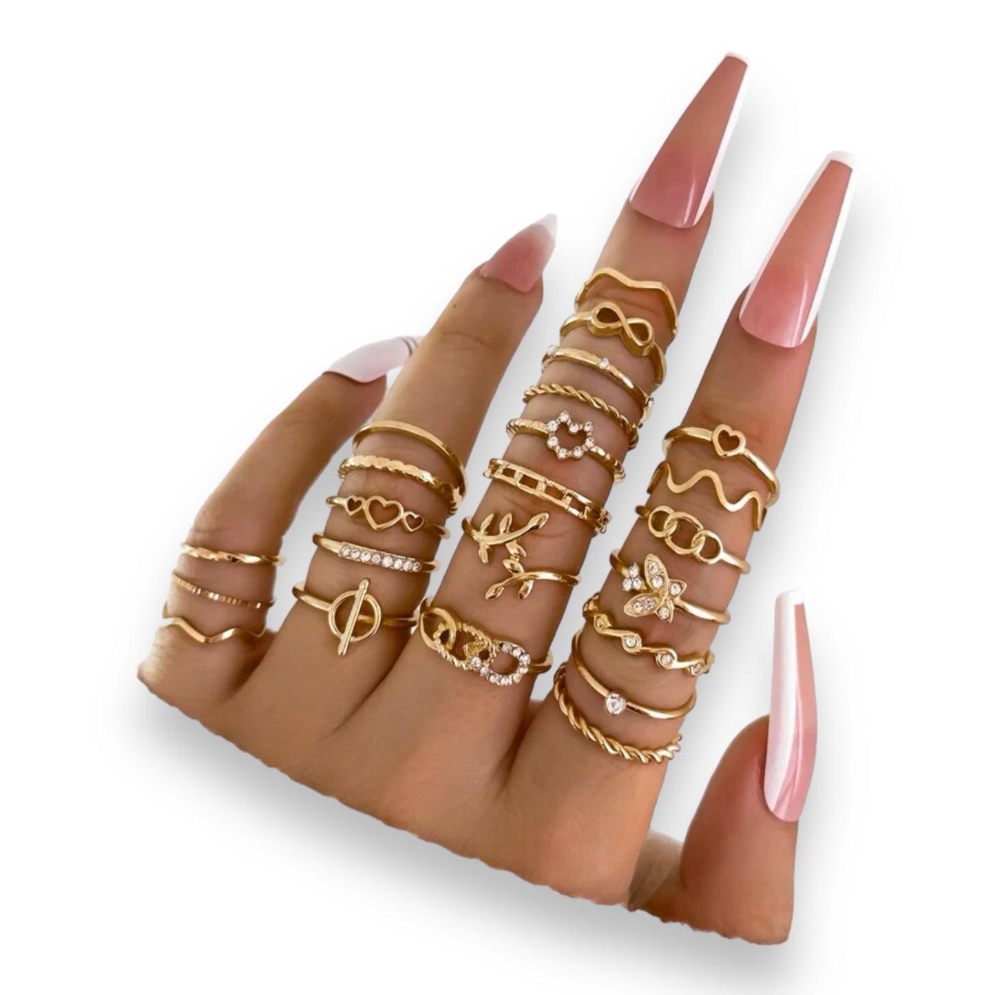 Kinky Pleasure - S027 - Ring Collection Set Gold Or Silver - 23 Pieces