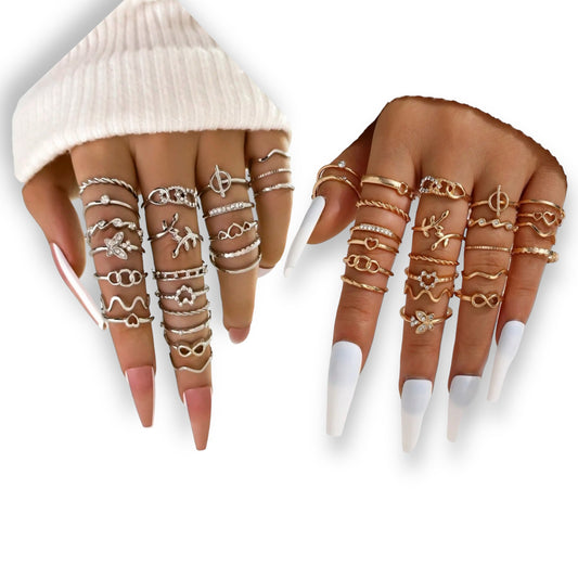 Kinky Pleasure - S027 - Ring Collection Set Gold Or Silver - 23 Pieces