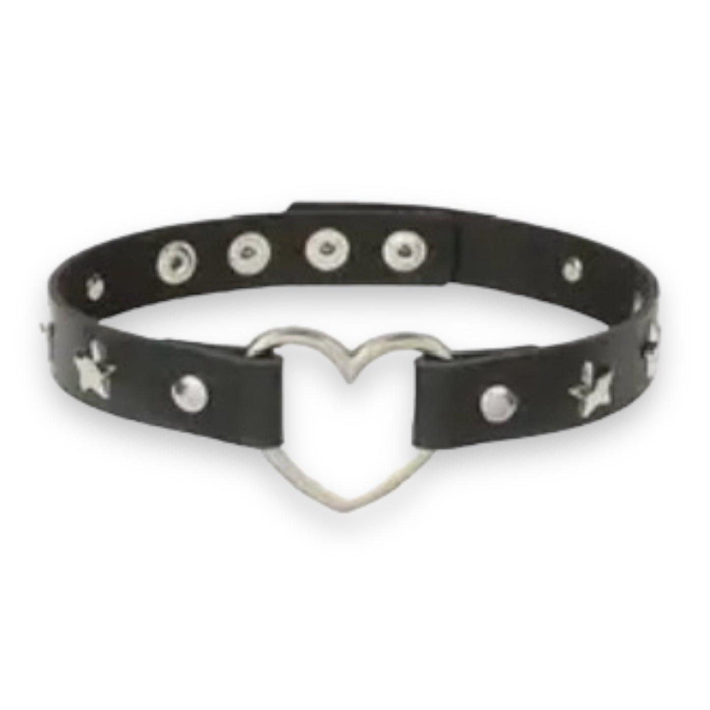 Kinky Pleasure - T082 - Choker With Heart Deluxe With Round Dods