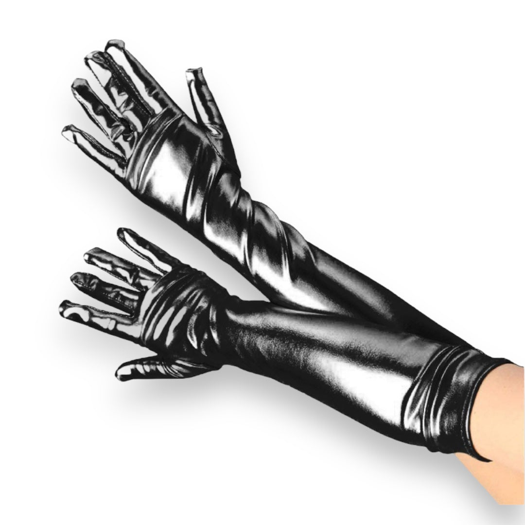 Kinky Pleasure - Hand Gloves Long Wettlook - Black