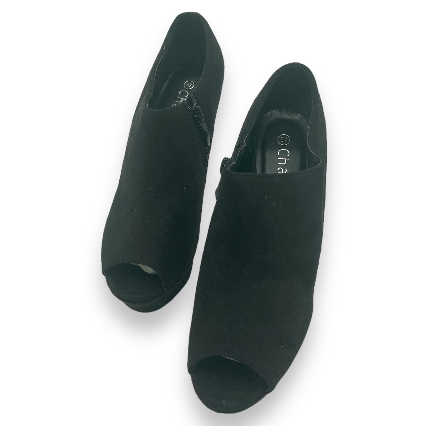 Kinky Pleasure - PM013 - Sexy Heels – Black Platform Ankle Heels with Zipper
